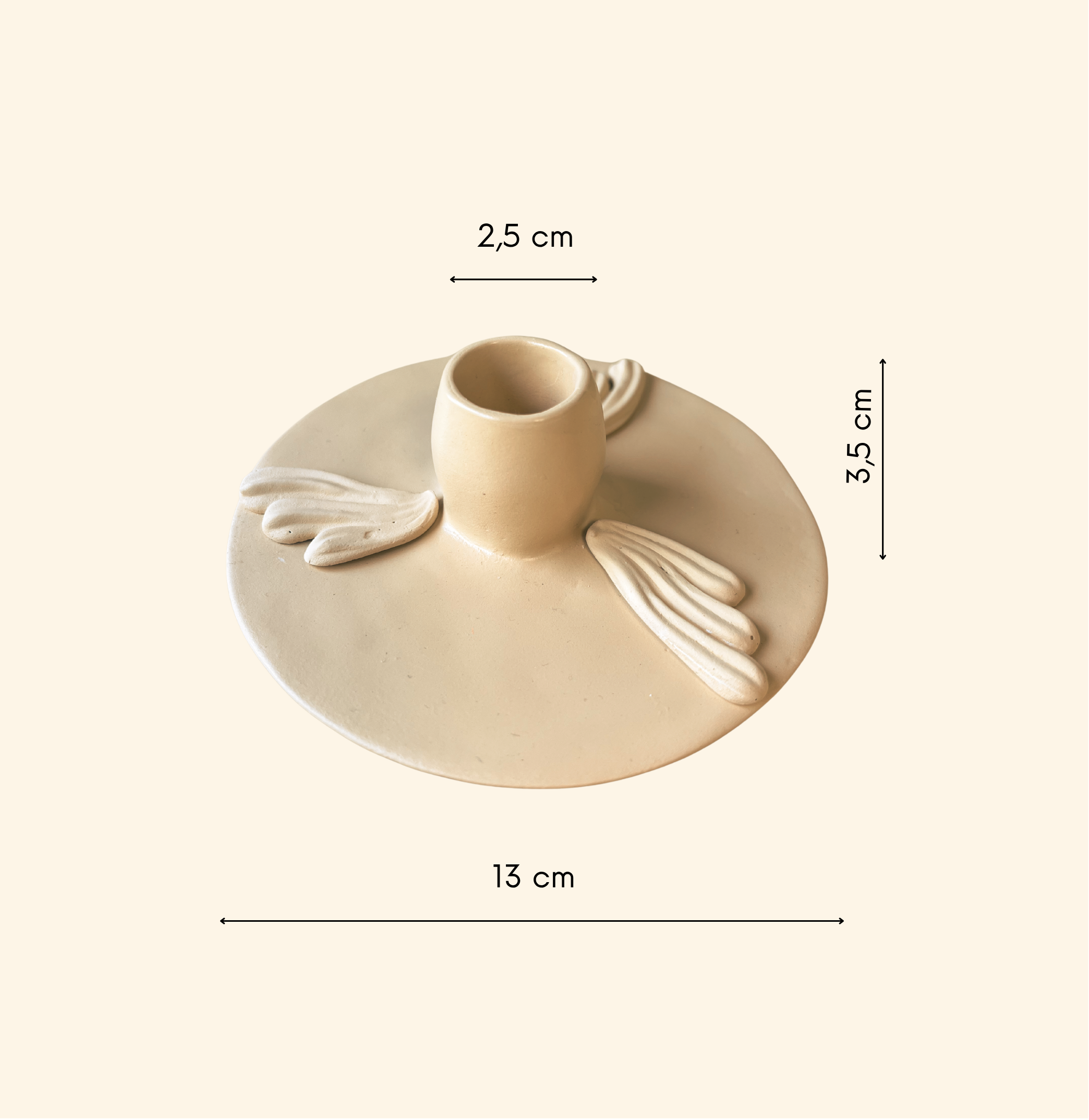 Bougeoir Nu Ailé plâtre Sable – diamètre 13 cm hauteur 3,5 cm – slmobjs