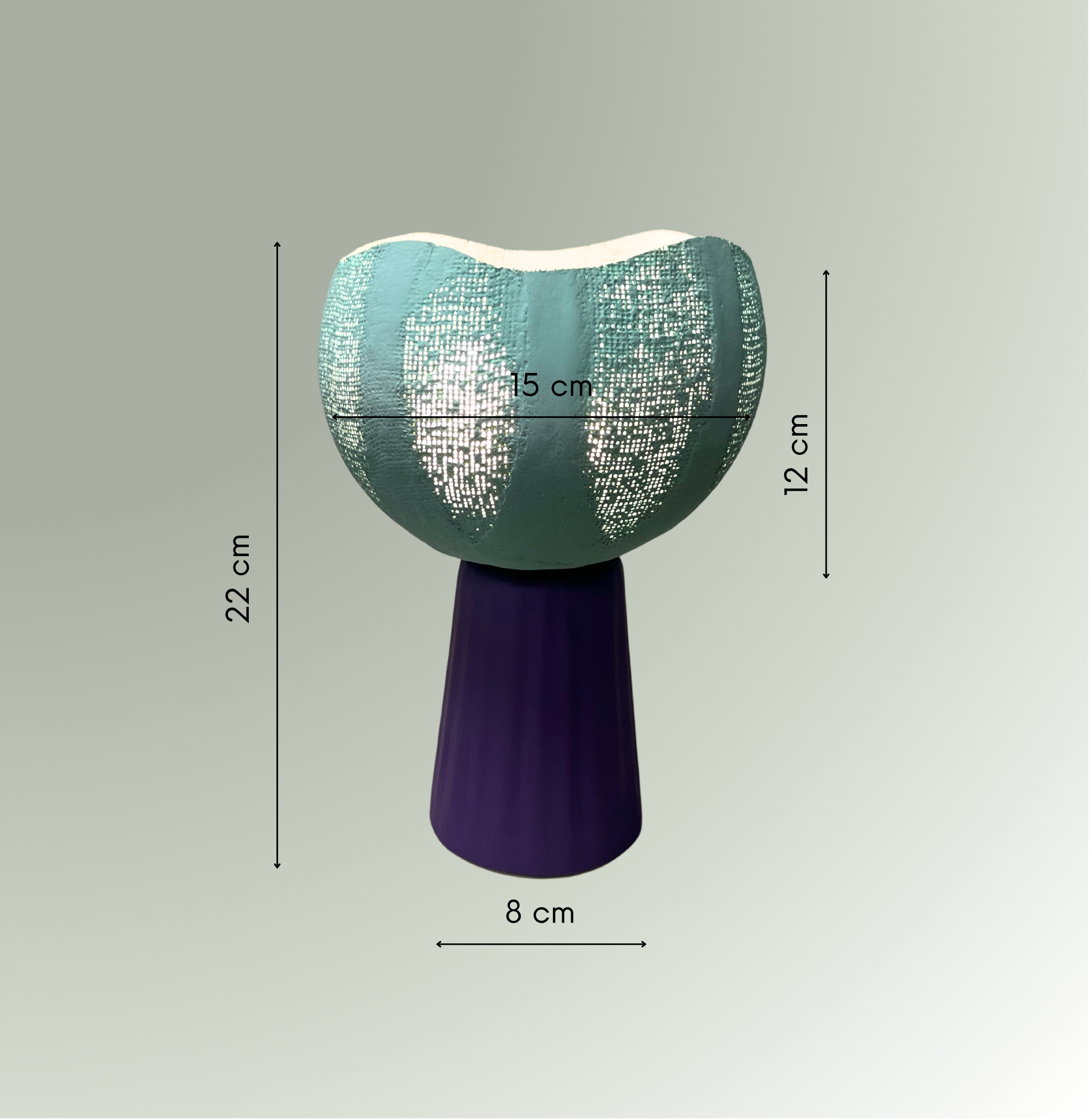 Lampe Bouton plâtre coloris Moonset allumée – hauteur 22 cm diamètre 15 cm – slmobjs