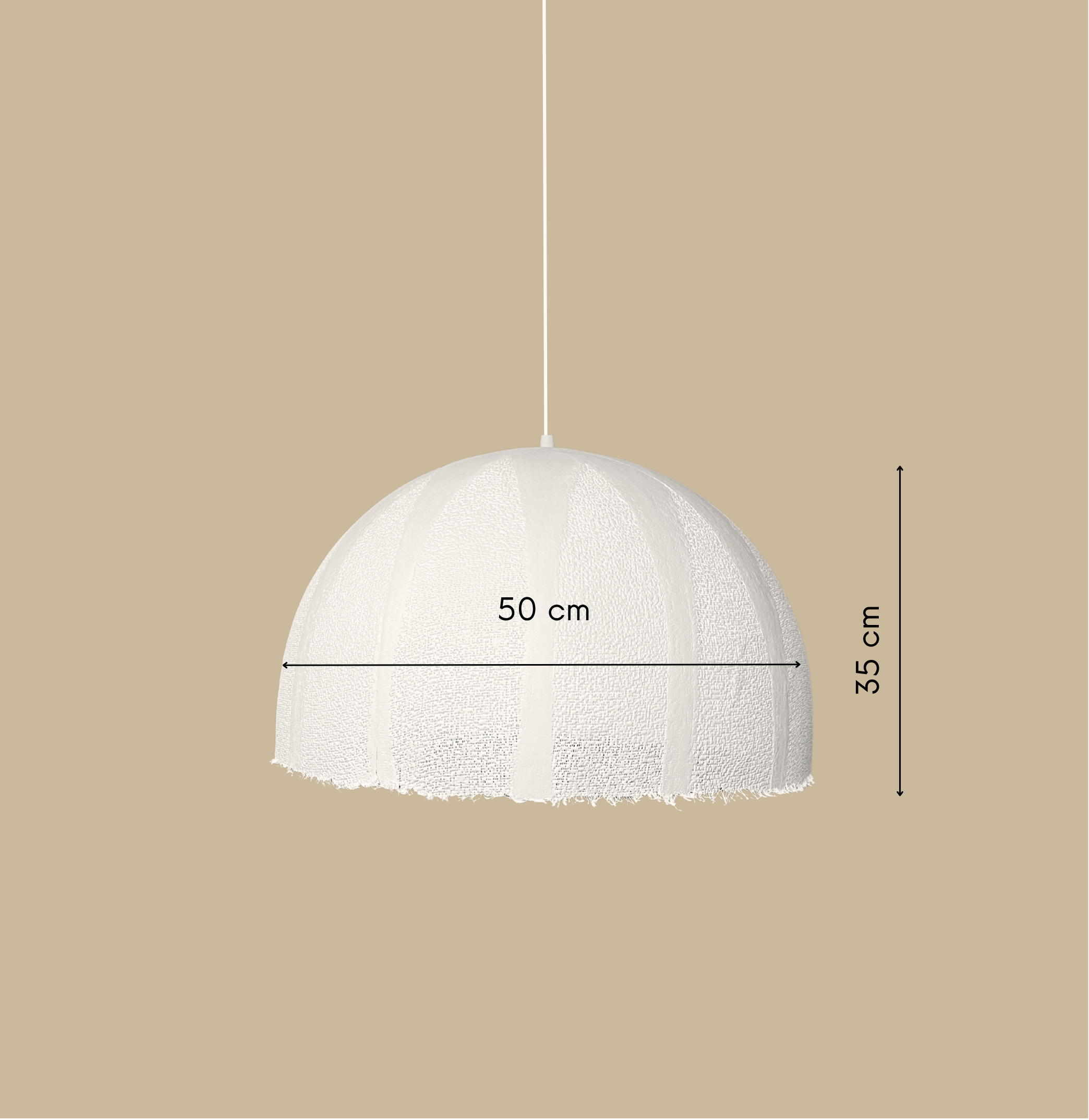 Suspension Effilochure L plâtre blanc – diamètre 50 cm hauteur 35 cm – slmobjs
