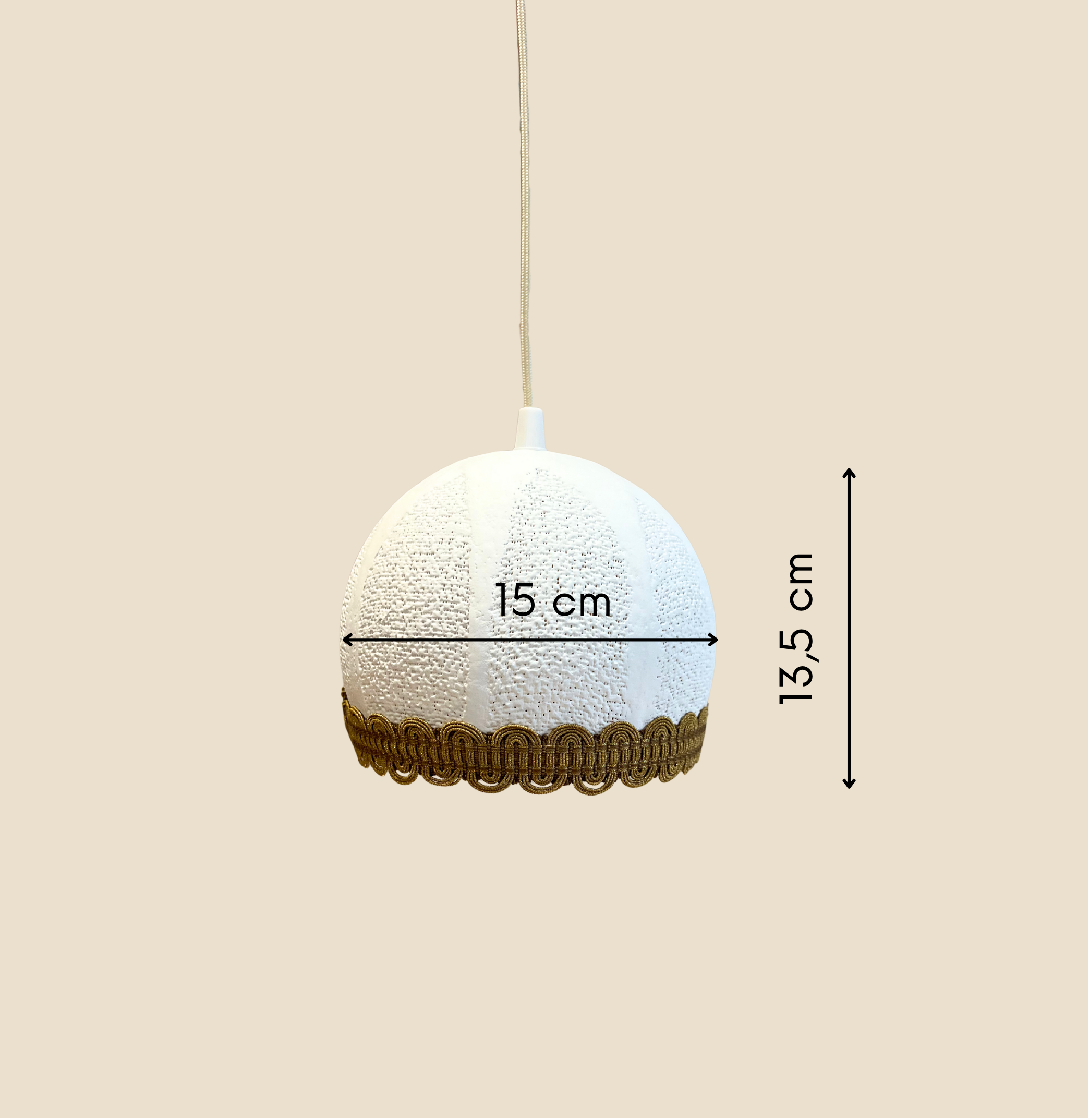 Suspension Indi S plâtre blanc – diamètre 15 cm hauteur 13,5 cm – slmobjs Nancy